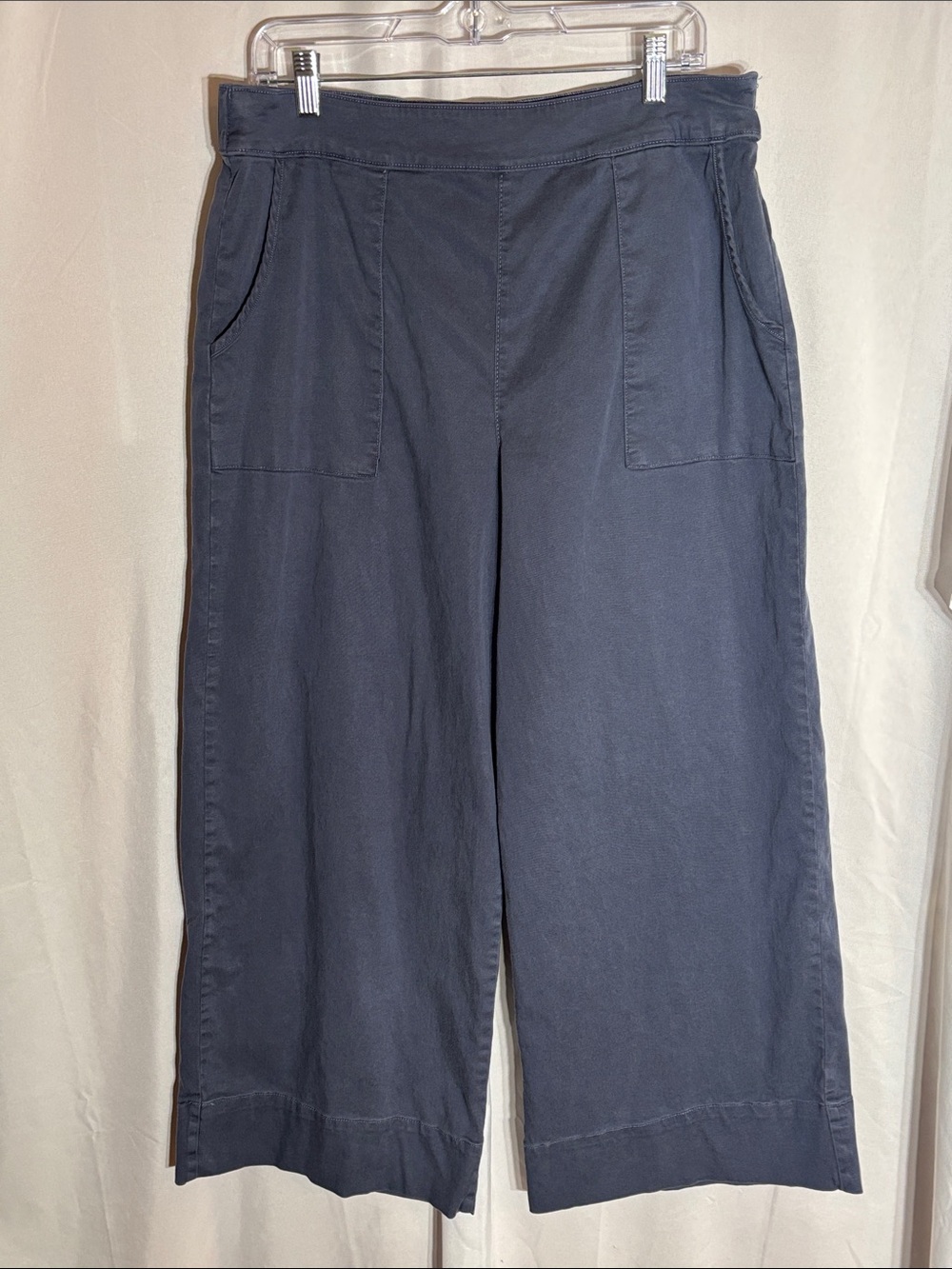 C&C California Women’s Pull-On Wide-Leg Cropped Pants in Slate Blue Size XL